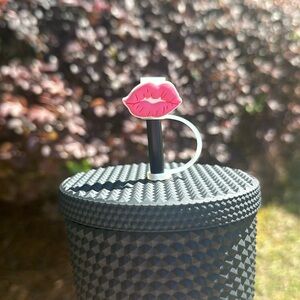 Pink Kiss Lips Stanley Straw Topper